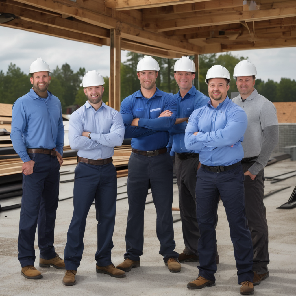 Professional roofing crew in team setting showing experienced workers