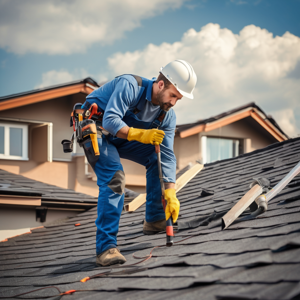 Before and after roof repair showing condition improvement